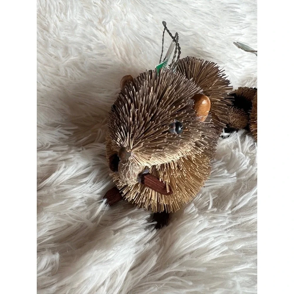 Kurt Adler Buri Fiber Woodland Ornaments Christmas Raccoon Chipmunk Rustic